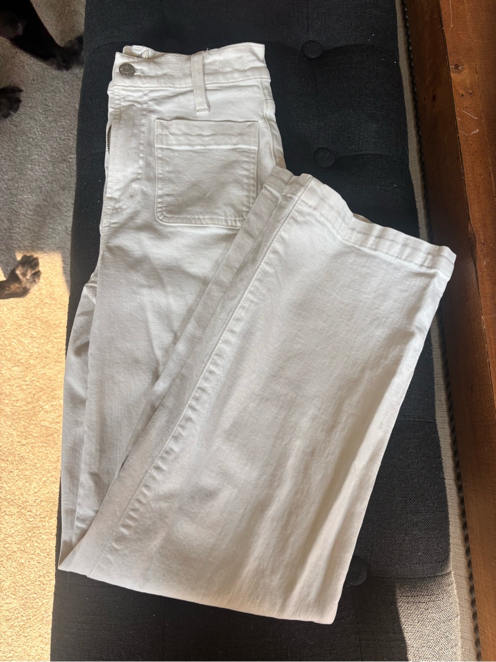 Madewell Cream Wide-Leg Jeans with Flare
